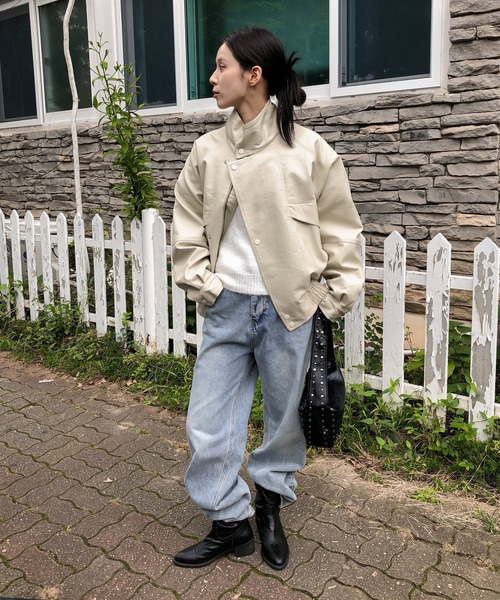 UNE MANSION（ユヌマンション）の「ユニークポイントハイネックオーバーサイズファネルジャケット（テーラードジャケット・レディース・アイボリー/ブラック・FREE）」の22枚目の写真