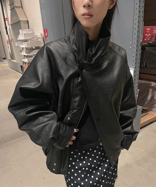 UNE MANSION（ユヌマンション）の「ユニークポイントハイネックオーバーサイズファネルジャケット（テーラードジャケット・レディース・アイボリー/ブラック・FREE）」の9枚目の写真