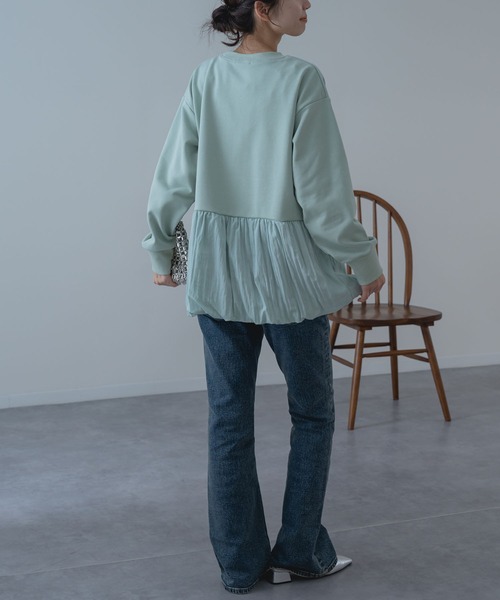 SABUROKU(サブロク)の「【SABUROKU】ふんわり 華やか シルエットが魅力の バルーンチュニック(Tシャツ/カットソー・レディース・ホワイト/グリーン・M)」の18枚目の写真