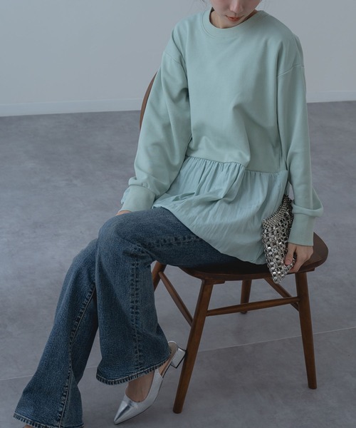 SABUROKU(サブロク)の「【SABUROKU】ふんわり 華やか シルエットが魅力の バルーンチュニック(Tシャツ/カットソー・レディース・ホワイト/グリーン・M)」の19枚目の写真