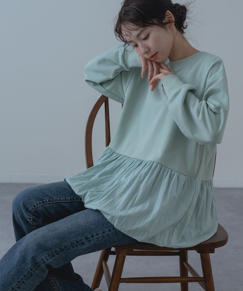 SABUROKU(サブロク)の「【SABUROKU】ふんわり 華やか シルエットが魅力の バルーンチュニック(Tシャツ/カットソー・レディース・ホワイト/グリーン・M)」の15枚目の写真