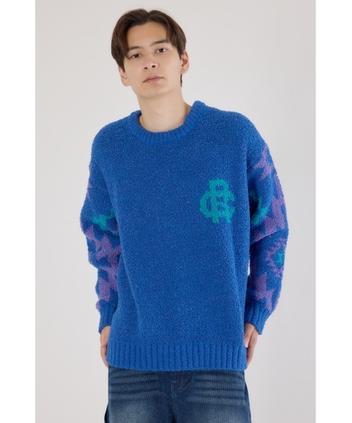 RODEO CROWNS WIDE BOWL（ロデオクラウンズワイドボウル）の「オルテガジャカードニット（ニット/セーター・メンズ・オフホワイト/ブラック/ネイビー・MEDIUM/LARGE）」の3枚目の写真