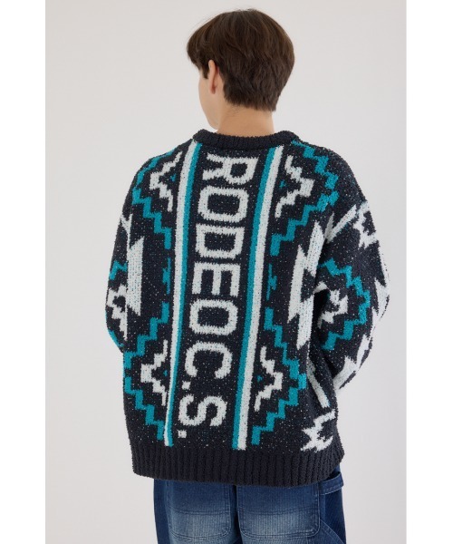 RODEO CROWNS WIDE BOWL（ロデオクラウンズワイドボウル）の「オルテガジャカードニット（ニット/セーター・メンズ・オフホワイト/ブラック/ネイビー・MEDIUM/LARGE）」の12枚目の写真