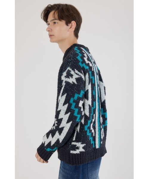 RODEO CROWNS WIDE BOWL（ロデオクラウンズワイドボウル）の「オルテガジャカードニット（ニット/セーター・メンズ・オフホワイト/ブラック/ネイビー・MEDIUM/LARGE）」の13枚目の写真