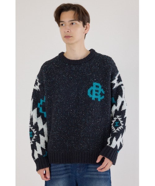 RODEO CROWNS WIDE BOWL（ロデオクラウンズワイドボウル）の「オルテガジャカードニット（ニット/セーター・メンズ・オフホワイト/ブラック/ネイビー・MEDIUM/LARGE）」の14枚目の写真