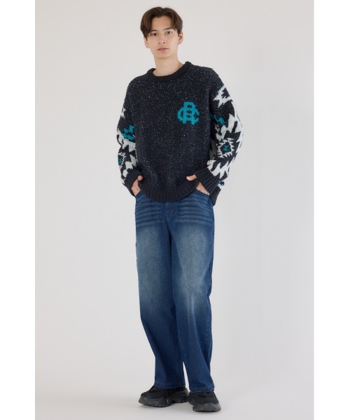 RODEO CROWNS WIDE BOWL（ロデオクラウンズワイドボウル）の「オルテガジャカードニット（ニット/セーター・メンズ・オフホワイト/ブラック/ネイビー・MEDIUM/LARGE）」の17枚目の写真