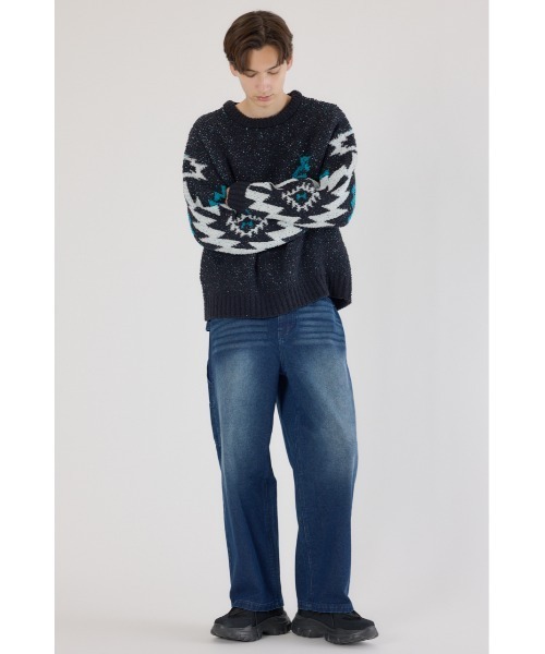 RODEO CROWNS WIDE BOWL（ロデオクラウンズワイドボウル）の「オルテガジャカードニット（ニット/セーター・メンズ・オフホワイト/ブラック/ネイビー・MEDIUM/LARGE）」の19枚目の写真