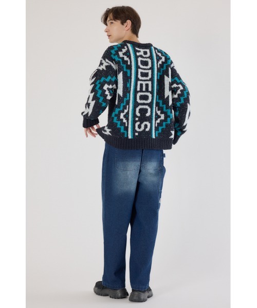 RODEO CROWNS WIDE BOWL（ロデオクラウンズワイドボウル）の「オルテガジャカードニット（ニット/セーター・メンズ・オフホワイト/ブラック/ネイビー・MEDIUM/LARGE）」の20枚目の写真