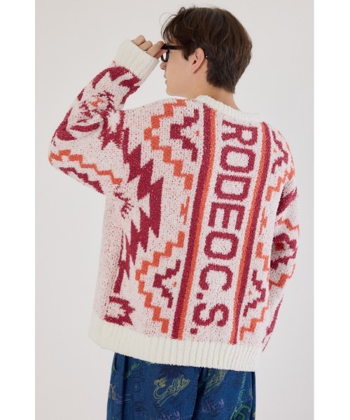 RODEO CROWNS WIDE BOWL（ロデオクラウンズワイドボウル）の「オルテガジャカードニット（ニット/セーター・メンズ・オフホワイト/ブラック/ネイビー・MEDIUM/LARGE）」の8枚目の写真