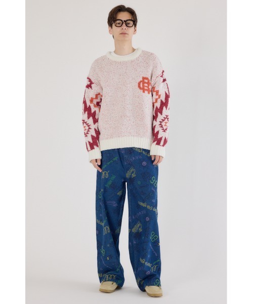 RODEO CROWNS WIDE BOWL（ロデオクラウンズワイドボウル）の「オルテガジャカードニット（ニット/セーター・メンズ・オフホワイト/ブラック/ネイビー・MEDIUM/LARGE）」の9枚目の写真