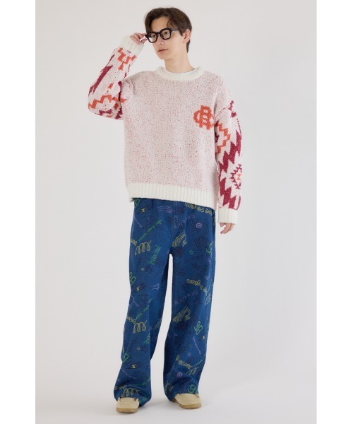 RODEO CROWNS WIDE BOWL（ロデオクラウンズワイドボウル）の「オルテガジャカードニット（ニット/セーター・メンズ・オフホワイト/ブラック/ネイビー・MEDIUM/LARGE）」の10枚目の写真