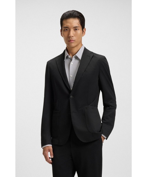 XXXL相当 HUGO BOSS テーラードジャケット シアサッカー ストレッチ セール】スリムフィット スーツジャケット ストレッチ シアサッカー