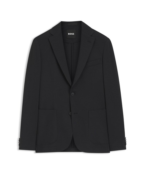 BOSS(ボス)の「スリムフィット スーツジャケット ストレッチ シアサッカー(テーラードジャケット・メンズ・ブラック・46/50/54/48/44/56/52)」の2枚目の写真
