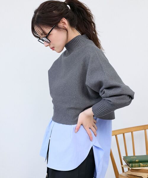 le.coeur blanc（ルクールブラン）の「《手洗い可能》3WAYハイネックレイヤードニット（ニット/セーター・レディース・レッド/ダークブラウン/グレイッシュベージュ/グレー・38）」の2枚目の写真