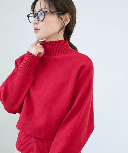 le.coeur blanc（ルクールブラン）の「《手洗い可能》3WAYハイネックレイヤードニット（ニット/セーター・レディース・レッド/ダークブラウン/グレイッシュベージュ/グレー・38）」の4枚目の写真