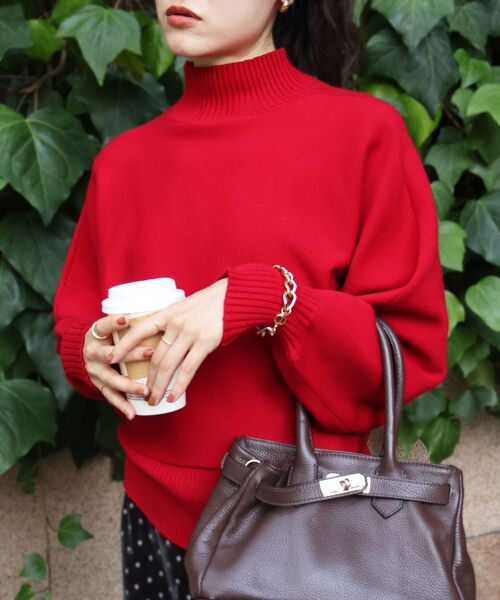 le.coeur blanc（ルクールブラン）の「《手洗い可能》3WAYハイネックレイヤードニット（ニット/セーター・レディース・レッド/ダークブラウン/グレイッシュベージュ/グレー・38）」の5枚目の写真