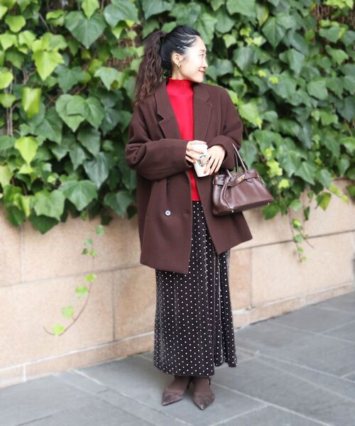 le.coeur blanc（ルクールブラン）の「《手洗い可能》3WAYハイネックレイヤードニット（ニット/セーター・レディース・レッド/ダークブラウン/グレイッシュベージュ/グレー・38）」の7枚目の写真