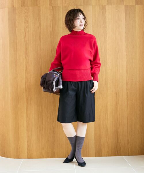 le.coeur blanc（ルクールブラン）の「《手洗い可能》3WAYハイネックレイヤードニット（ニット/セーター・レディース・レッド/ダークブラウン/グレイッシュベージュ/グレー・38）」の12枚目の写真