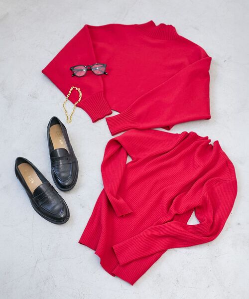 le.coeur blanc（ルクールブラン）の「《手洗い可能》3WAYハイネックレイヤードニット（ニット/セーター・レディース・レッド/ダークブラウン/グレイッシュベージュ/グレー・38）」の14枚目の写真