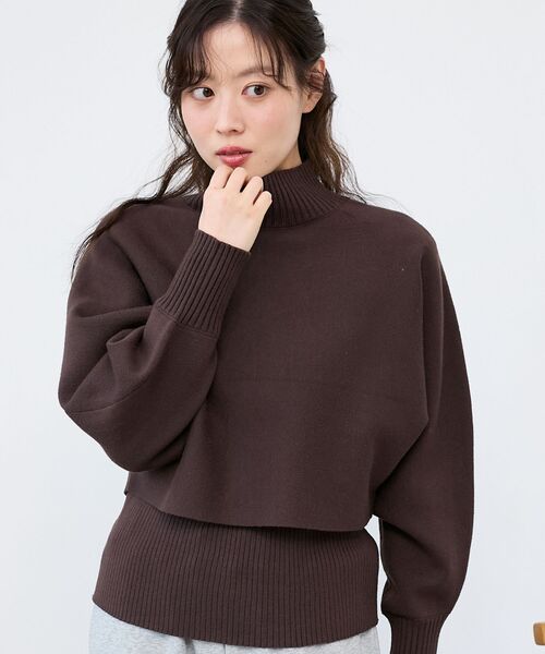 le.coeur blanc（ルクールブラン）の「《手洗い可能》3WAYハイネックレイヤードニット（ニット/セーター・レディース・レッド/ダークブラウン/グレイッシュベージュ/グレー・38）」の16枚目の写真