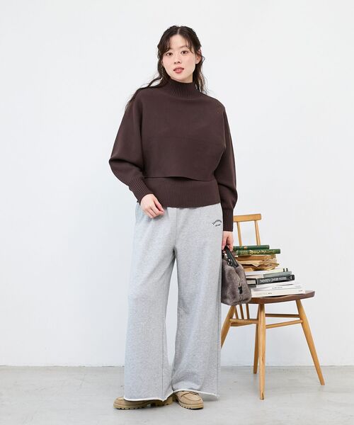 le.coeur blanc（ルクールブラン）の「《手洗い可能》3WAYハイネックレイヤードニット（ニット/セーター・レディース・レッド/ダークブラウン/グレイッシュベージュ/グレー・38）」の22枚目の写真