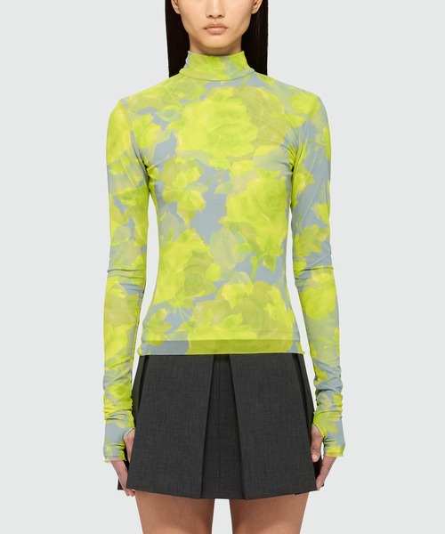 MSGM（エムエスジーエム）の「ローズプリント テクノメッシュトップス（シャツ/ブラウス・レディース・イエロー×グレー・42）」の7枚目の写真