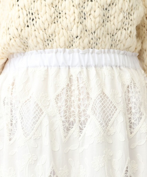 studio CLIP（スタディオクリップ）の「《natural by clip》カットワークレーススカート[プチサイズあり]（スカート・レディース・ブラック/オフホワイト・FREE/PF）」の20枚目の写真