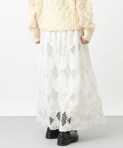 studio CLIP（スタディオクリップ）の「《natural by clip》カットワークレーススカート[プチサイズあり]（スカート・レディース・ブラック/オフホワイト・FREE/PF）」の9枚目の写真