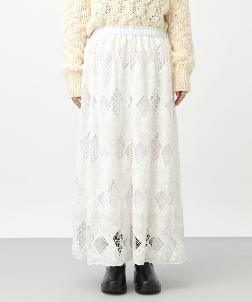studio CLIP（スタディオクリップ）の「《natural by clip》カットワークレーススカート[プチサイズあり]（スカート・レディース・ブラック/オフホワイト・FREE/PF）」の17枚目の写真