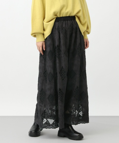 studio CLIP（スタディオクリップ）の「《natural by clip》カットワークレーススカート[プチサイズあり]（スカート・レディース・ブラック/オフホワイト・FREE/PF）」の14枚目の写真