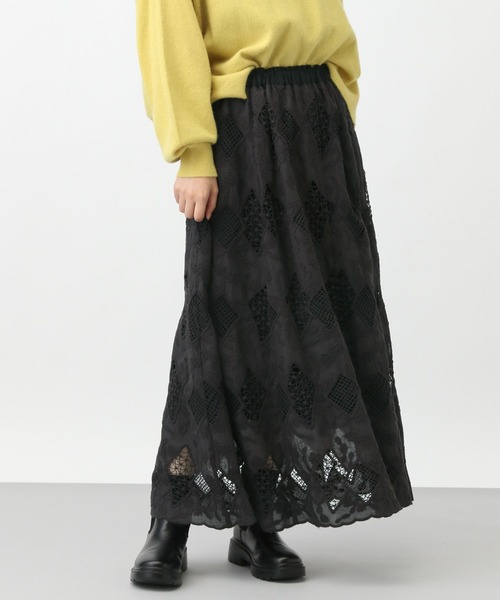 studio CLIP（スタディオクリップ）の「《natural by clip》カットワークレーススカート[プチサイズあり]（スカート・レディース・ブラック/オフホワイト・FREE/PF）」の13枚目の写真