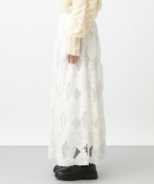 studio CLIP（スタディオクリップ）の「《natural by clip》カットワークレーススカート[プチサイズあり]（スカート・レディース・ブラック/オフホワイト・FREE/PF）」の18枚目の写真
