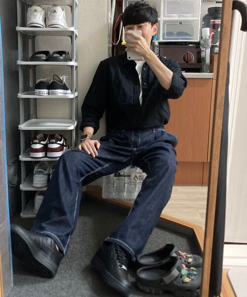 MUSINSA STANDARD（ムシンサスタンダード）の「ベーシックオックスフォードシャツ[ブラック]（シャツ/ブラウス・メンズ・その他・LARGE/X-LARGE/XX-LARGE/XXX-LARGE/SMALL/MEDIUM）」の13枚目の写真
