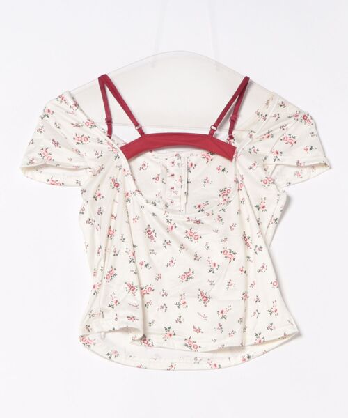 VIBGYOR Women（ヴィブジョー　ウィメン）の「【Mayree】小花柄 ヘンリーネック インナーカップ付き カットソー（Tシャツ/カットソー・レディース・アイボリー・SMALL/LARGE）」の5枚目の写真
