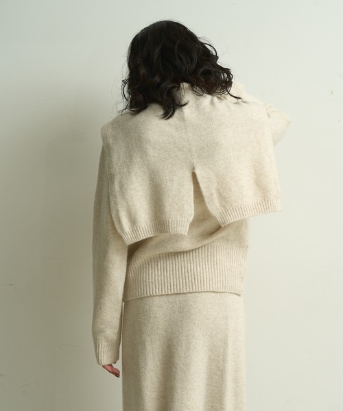 Lutim by u（ルチバイユー）の「【3点セット】Stole knit setup / ストール付きニットセットアップ（ワンピース・レディース・チャコールグレー/アイボリー/ブラウン・FREE）」の11枚目の写真