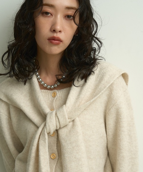 Lutim by u（ルチバイユー）の「【3点セット】Stole knit setup / ストール付きニットセットアップ（ワンピース・レディース・チャコールグレー/アイボリー/ブラウン・FREE）」の12枚目の写真
