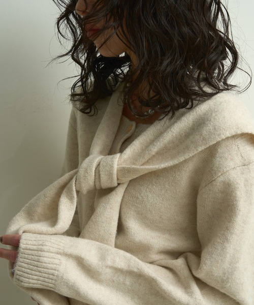 Lutim by u（ルチバイユー）の「【3点セット】Stole knit setup / ストール付きニットセットアップ（ワンピース・レディース・チャコールグレー/アイボリー/ブラウン・FREE）」の13枚目の写真