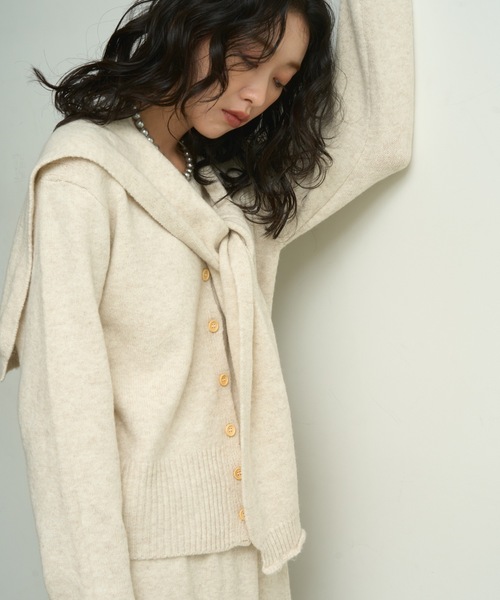 Lutim by u（ルチバイユー）の「【3点セット】Stole knit setup / ストール付きニットセットアップ（ワンピース・レディース・チャコールグレー/アイボリー/ブラウン・FREE）」の15枚目の写真
