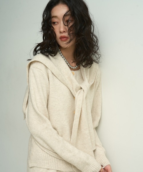 Lutim by u（ルチバイユー）の「【3点セット】Stole knit setup / ストール付きニットセットアップ（ワンピース・レディース・チャコールグレー/アイボリー/ブラウン・FREE）」の16枚目の写真