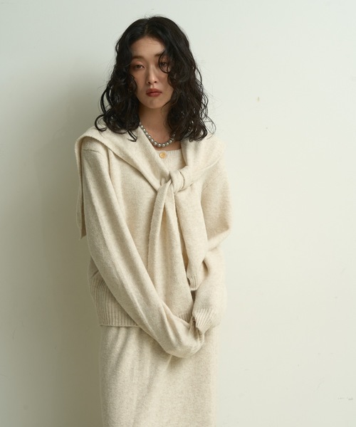 Lutim by u（ルチバイユー）の「【3点セット】Stole knit setup / ストール付きニットセットアップ（ワンピース・レディース・チャコールグレー/アイボリー/ブラウン・FREE）」の17枚目の写真