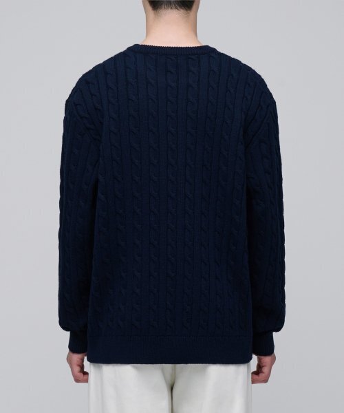 MUSINSA STANDARD(ムシンサスタンダード)の「ケーブルクルーネックニット【ネイビー】(ニット/セーター・メンズ・その他・SMALL/MEDIUM/LARGE/X-LARGE/XX-LARGE)」の4枚目の写真