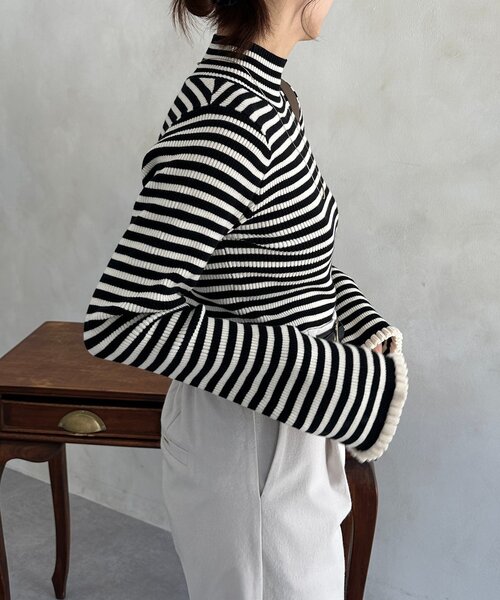 Thevon（ゼボン）の「袖フリルフレアスリーブハイネックニット（ニット/セーター・レディース・レッド/アイボリー/ブラック・FREE）」の13枚目の写真