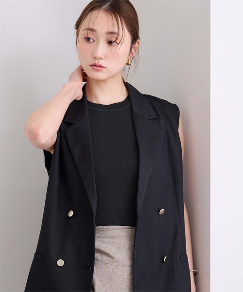 UR'S(ユアーズ)の「ヘムレースノースリーブニット(ニット/セーター・レディース・ブラック/オフホワイト・L/M/S)」の19枚目の写真