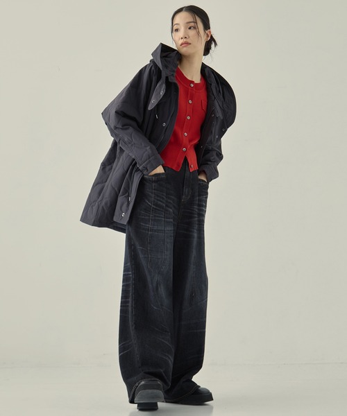 VACHEMENT（ヴァシュモン）の「【VACHEMENT/ヴァシュモン】リサイクル60/40クロスキルティング モッズコート（その他アウター・レディース・ダークグレー/ブラック・FREE）」の6枚目の写真