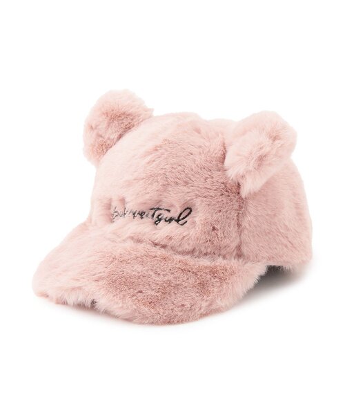 by LOVEiT(バイラビット)の「耳つきファーキャップ(キャップ・キッズ・ブラック/ピンク・M(54-56cm)/56-58cm)」の2枚目の写真