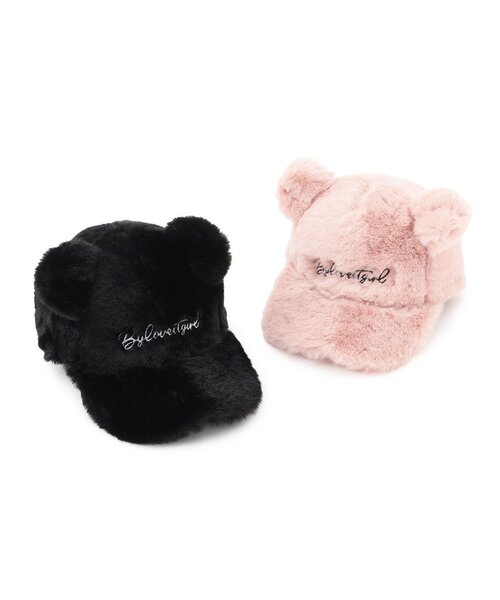 by LOVEiT(バイラビット)の「耳つきファーキャップ(キャップ・キッズ・ブラック/ピンク・M(54-56cm)/56-58cm)」の6枚目の写真