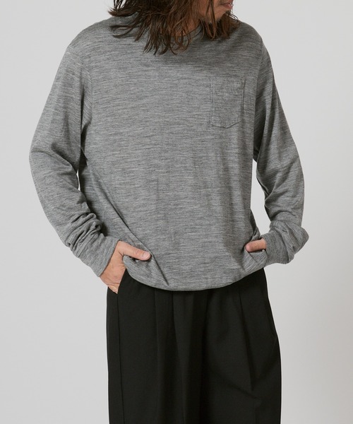 FLISTFIA（フリストフィア）の「FLISTFIA Wool Washable Pull Over / WL01016（Tシャツ/カットソー・メンズ・ライトグレー/モカ/バーガンディー・4/2/3）」の4枚目の写真