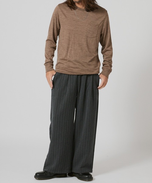 FLISTFIA（フリストフィア）の「FLISTFIA Wool Washable Pull Over / WL01016（Tシャツ/カットソー・メンズ・ライトグレー/モカ/バーガンディー・4/2/3）」の13枚目の写真