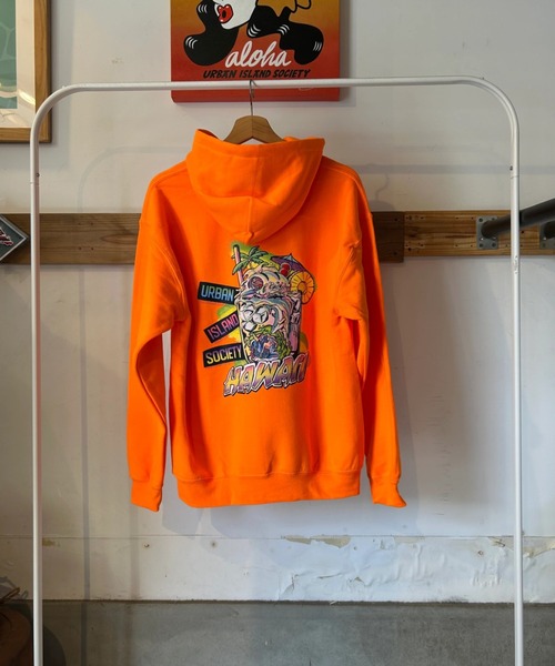 URBAN ISLAND SOCIETY(アーバンアイランドソサエティ)の「【URBAN ISLAND SOCIETY/アーバンアイランドソサエティ】UIS MAITAI HOODIE/パーカー プルオーバー スウェット ハワイアン トロピカル グラフィック(パーカー・メンズ・ブラック/オレンジ/ライム・SMALL/MEDIUM/LARGE/X-LARGE)」の9枚目の写真