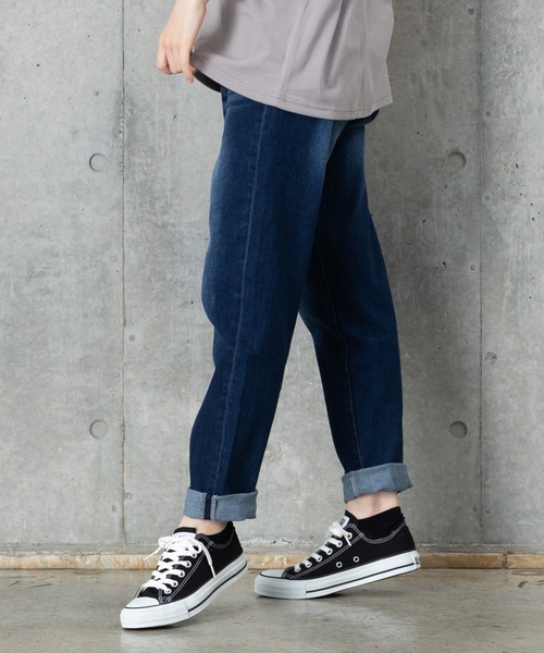 J.J camp(ジェイジェイキャンプ)の「J.J camp デニムパンツ テーパード blasted stretch denim pants(デニムパンツ・レディース・ネイビー系2/ネイビー系1・XS/S/M/L/XL/2XL)」の2枚目の写真